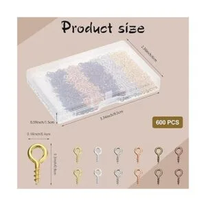 600 ganchos de tornillo de ojo de 6 colores pequeños_4