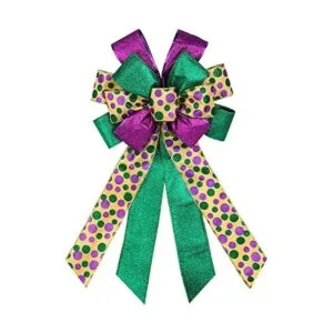 Mardi Gras Lazos para coronas diseño de lunares morados_1