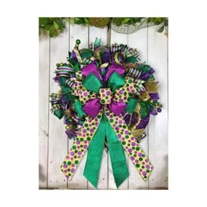 Mardi Gras Lazos para coronas diseño de lunares morados_4