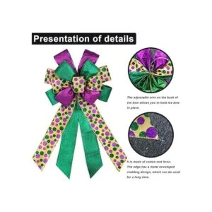 Mardi Gras Lazos para coronas diseño de lunares morados_3