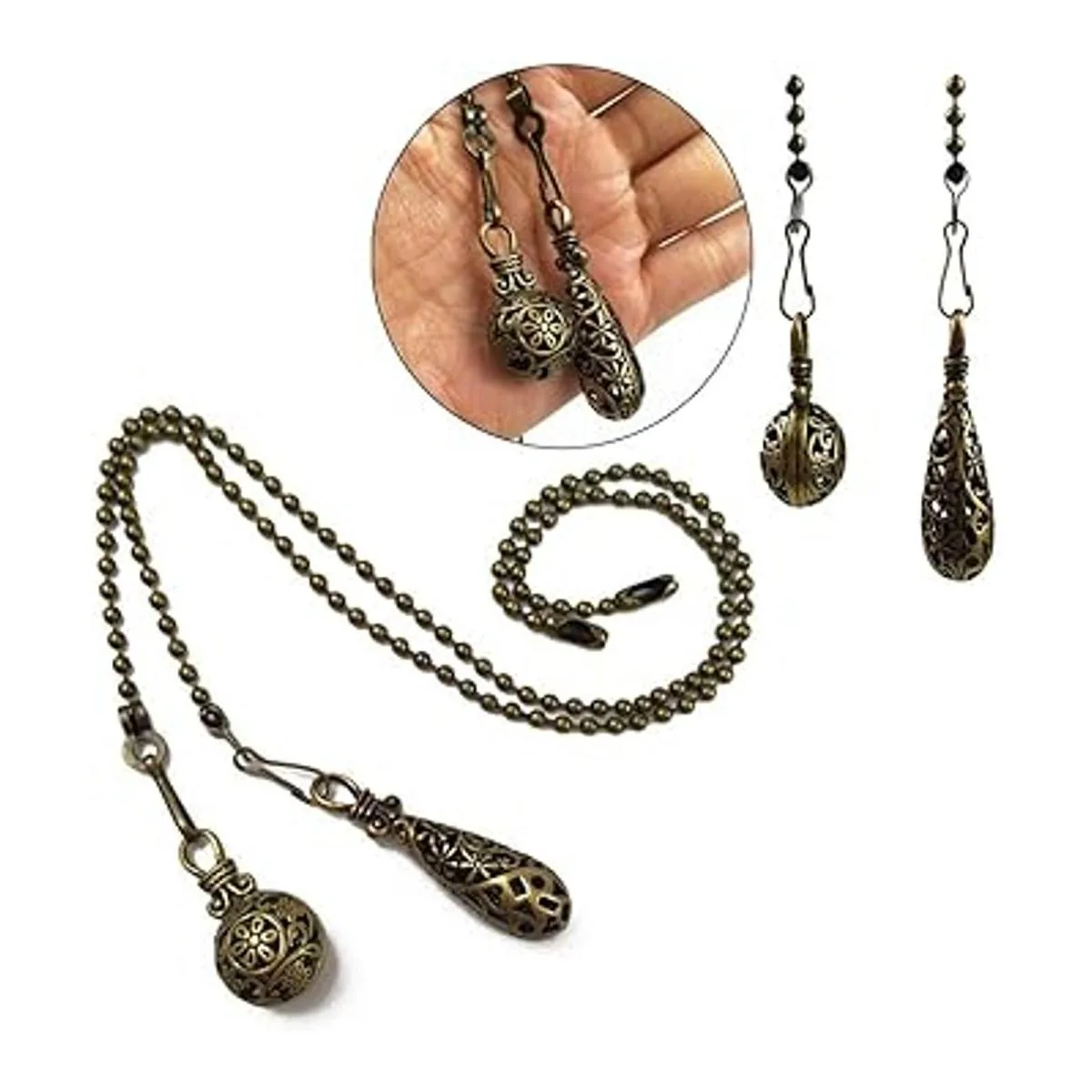 Hyamass 2 piezas vintage hueco encanto colgante ventilador_3