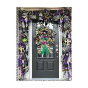 Mardi Gras Lazos para coronas diseño de lunares morados_5