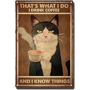 FLFGIDD Letrero de estaño para beber café y saber cosas_1