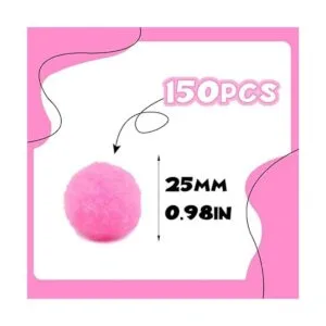 150 pompones pompones rosas de 1 pulgada bolas de pompón_2