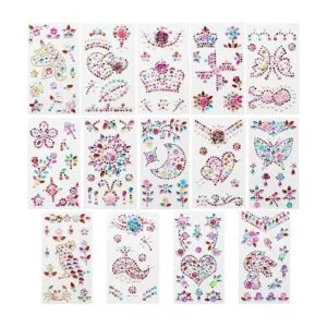 Ourart 14 hojas de calcomanías de diamantes de imitación_1