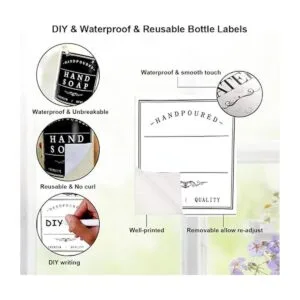 Amzlabel Etiqueta dispensadora de jabón en blanco y negro_3