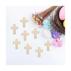 30 piezas de mini cruz de madera DIY recortes de 2_6