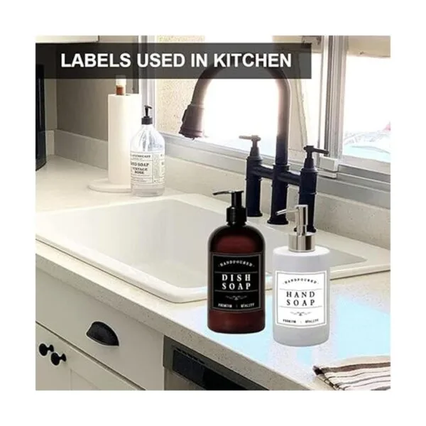Amzlabel Etiqueta dispensadora de jabón en blanco y negro_4