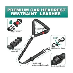 Junreox Paquete de 2 cinturones de seguridad para perro_3