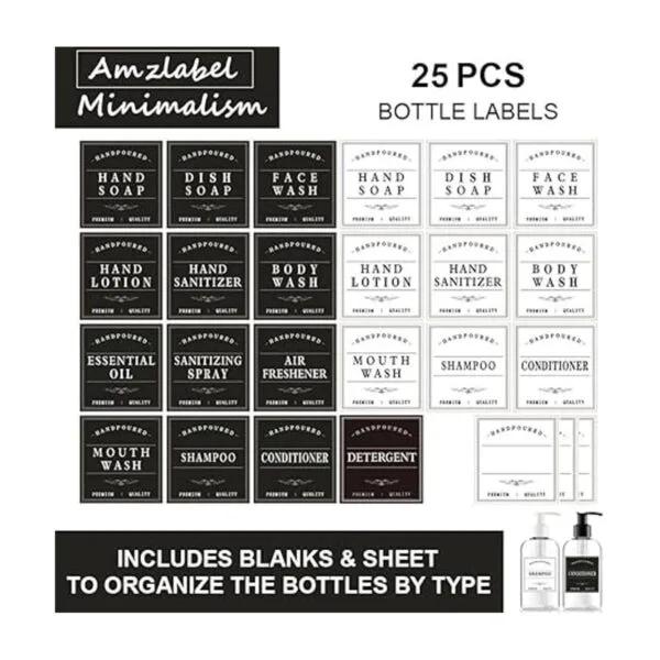 Amzlabel Etiqueta dispensadora de jabón en blanco y negro_7