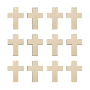 30 piezas de mini cruz de madera DIY recortes de 2_1