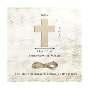 30 piezas de mini cruz de madera DIY recortes de 2_2