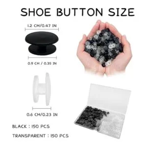 300 dijes de botón de plástico con hebilla negra_2