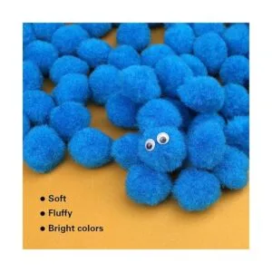 150 pompones azul claro pompones de 1 pulgada con ojos_5