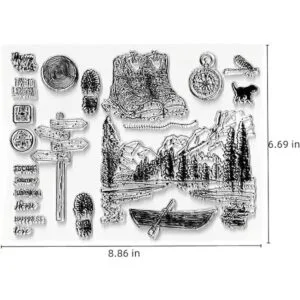 Forest Mountain Lake Scenery Sellos transparentes con_2