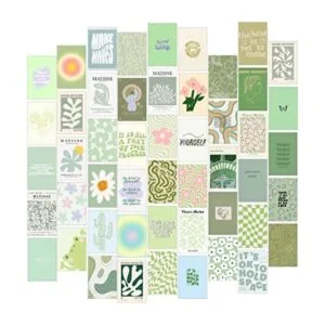 Kit de collage de pared de color verde salvia estética_1
