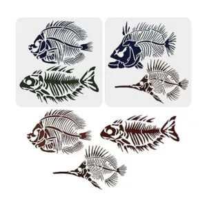 FINGERINSPIRE 2 plantillas de dibujo de fósiles de pescado_1