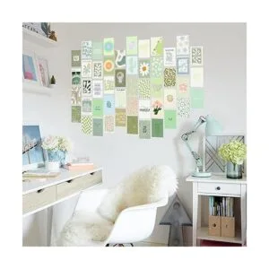 Kit de collage de pared de color verde salvia estética_5