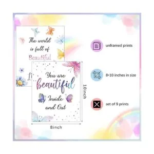 Juego de 9 impresiones inspiradoras de acuarela con cita_2