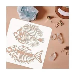 FINGERINSPIRE 2 plantillas de dibujo de fósiles de pescado_3