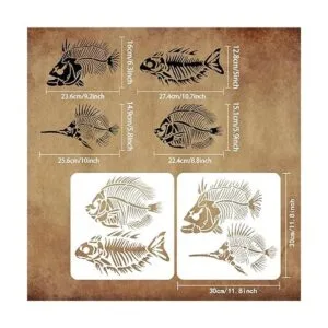 FINGERINSPIRE 2 plantillas de dibujo de fósiles de pescado_2