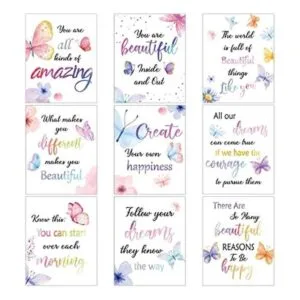 Juego de 9 impresiones inspiradoras de acuarela con cita_1