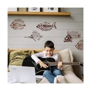 FINGERINSPIRE 2 plantillas de dibujo de fósiles de pescado_5