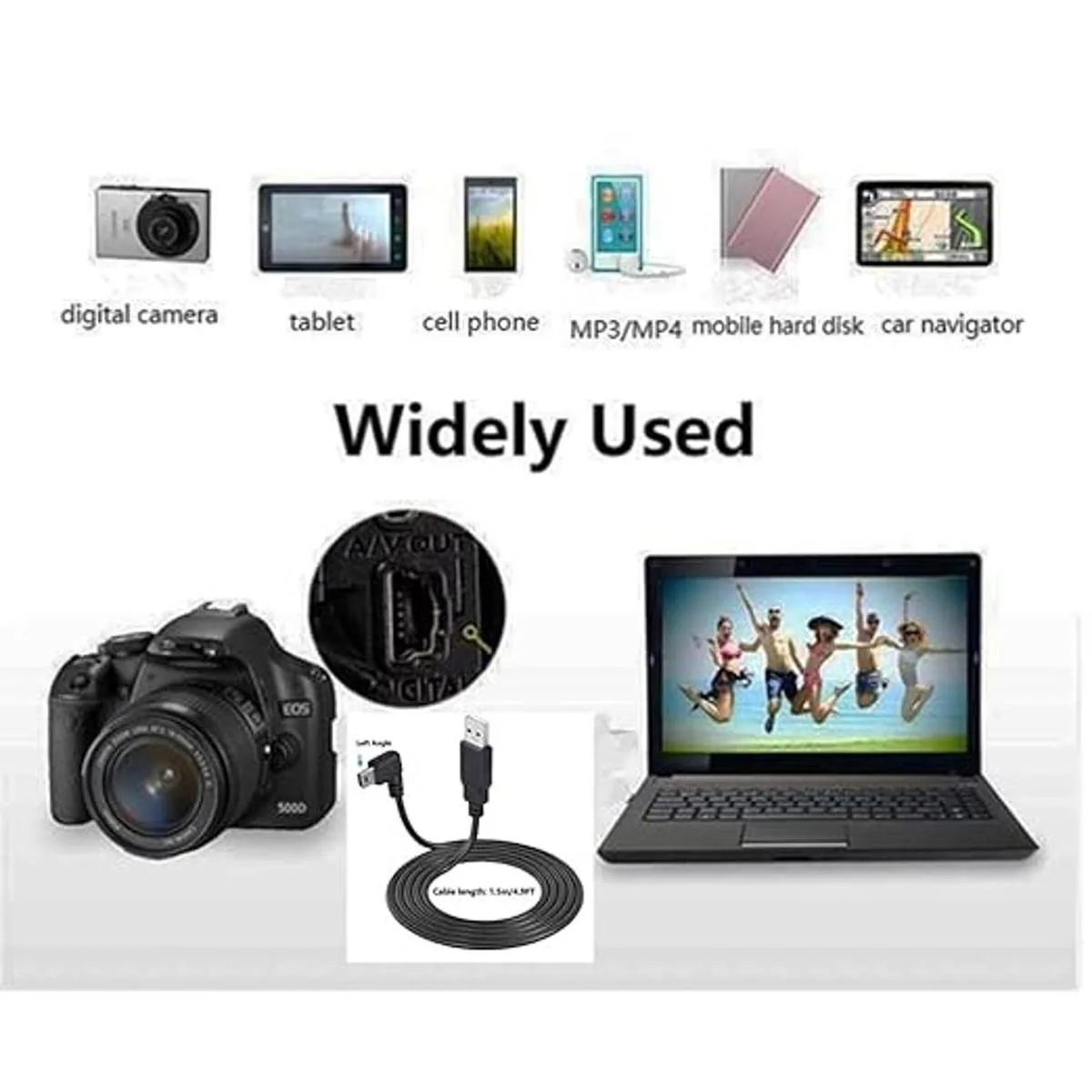 SHANFEILU Mini cable USB de 90 grados ángulo de 5 pines_3