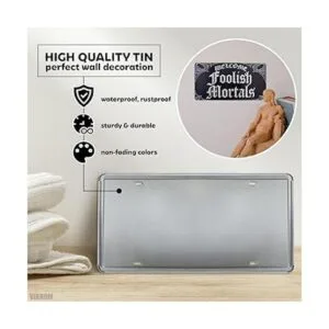 VIKROM Letrero retro de bienvenida de los mortales tontos_3