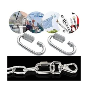 16 unids 0.197 in cadena conector oval bloqueo mosquetón_4