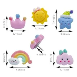 25 Pieces Cute Rainbow Sun Clouds Push Pins Decorative_2