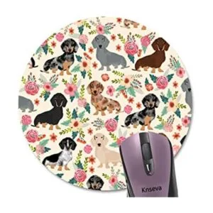 Knseva Lindo Coloreado Floral Daschund Ronda Mouse Pad_1