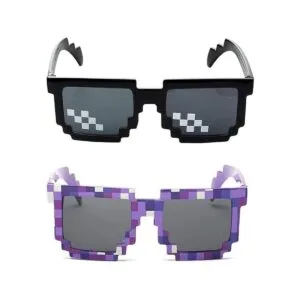 JINTOU 2 pcs Thug Life Sunglasses Mosaic Pixel Sunglasses_2