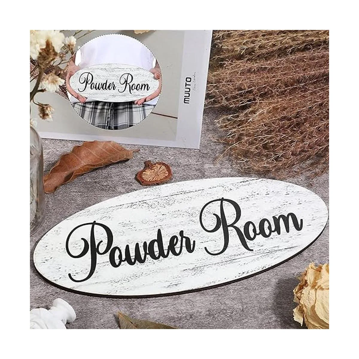 Queekay Letreros de madera rústicos para colgar en la_4