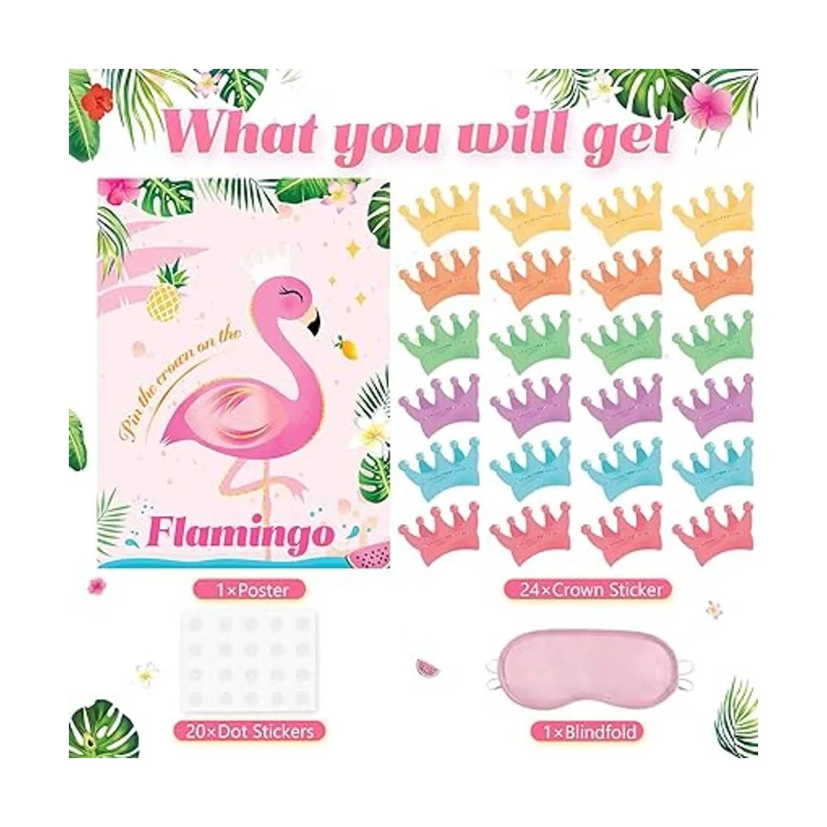 WERNNSAI Pin The Crown on The Flamingo Game Juego de_3