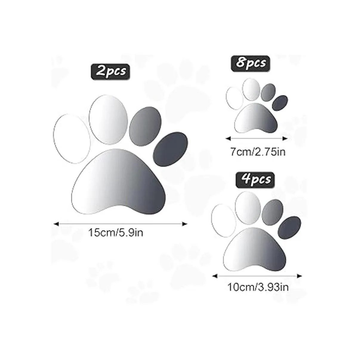 Juego de 14 calcomanías de espejo de pata para perros_2