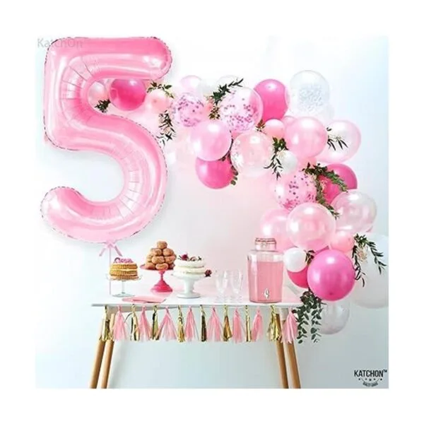 Globo rosa con el número 5 globo gigante de 40 pulgadas_3