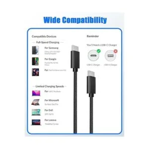 Paquete de 2 cables USB C a USB C JYJZPB de carga rápida_6
