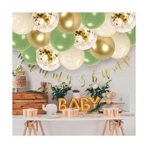 Vanjehou Globos blancos de plata verde 50 unidades de_4