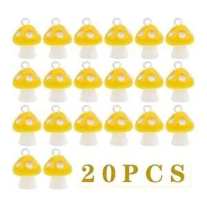 Aylifu 20 abalorios colgantes de hongo amarillo de resina_2