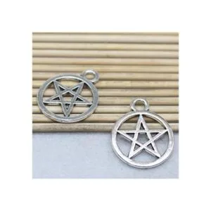 Acxico 20 colgantes de pentagrama tono plateado 2 caras_3
