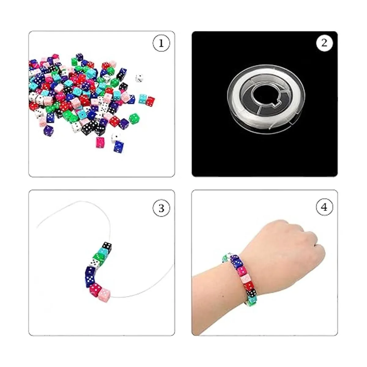 Honbay 200 cuentas acrílicas de dados multicolores_5