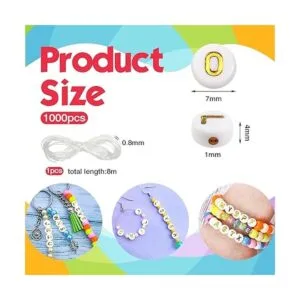 TOAOB 1000 cuentas redondas blancas de letras redondas de_2