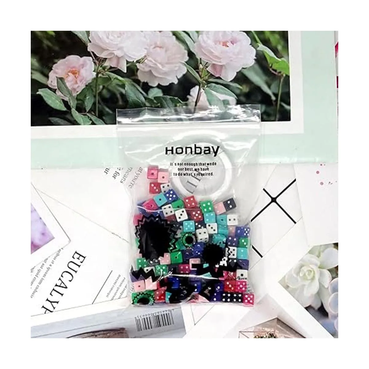 Honbay 200 cuentas acrílicas de dados multicolores_7