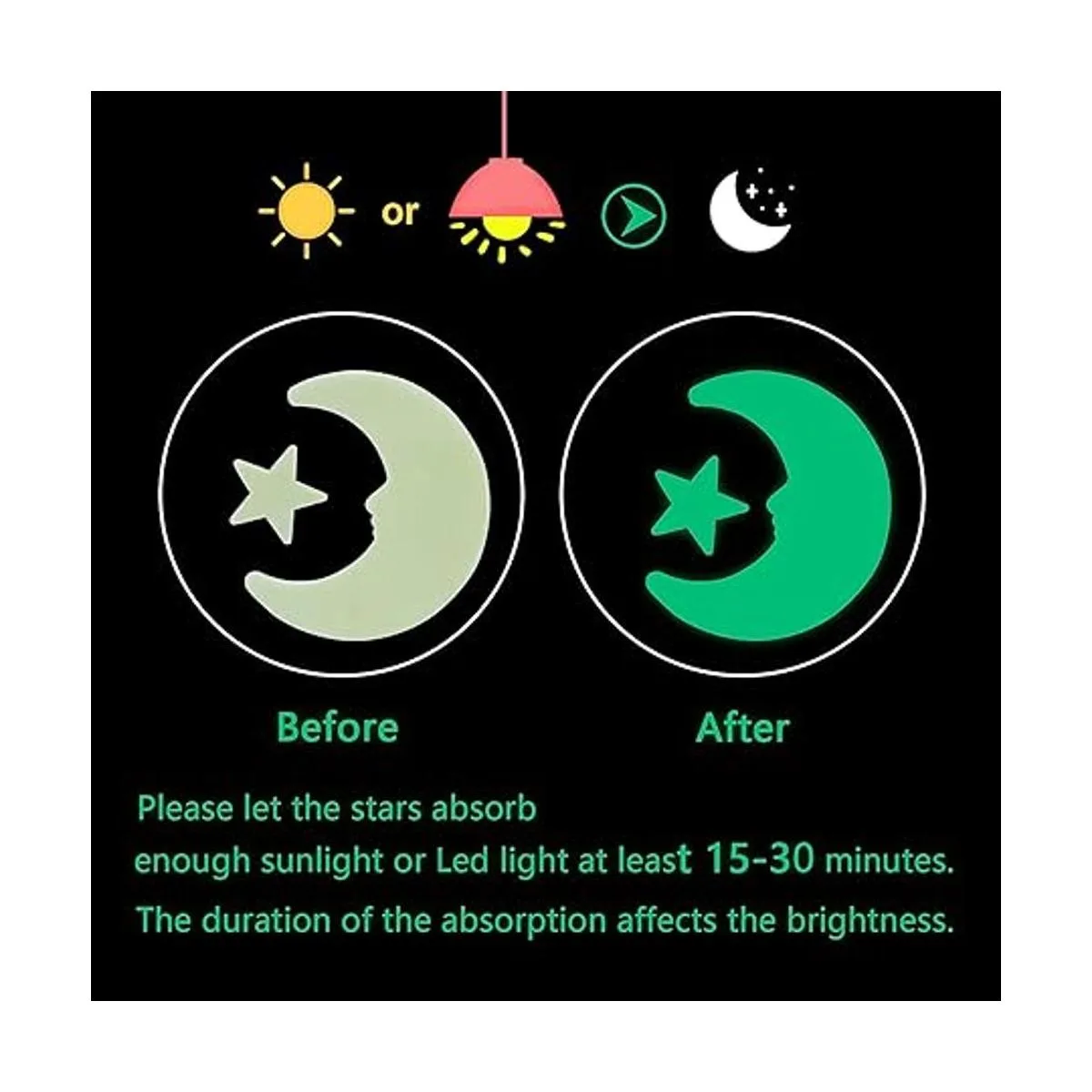 CAYUDEN Calcomanías de estrellas que brillan en la_3