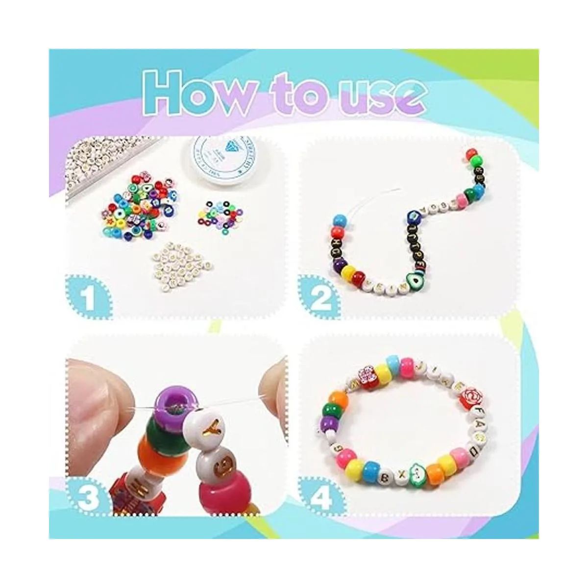 TOAOB 1000 cuentas redondas blancas de letras redondas de_3