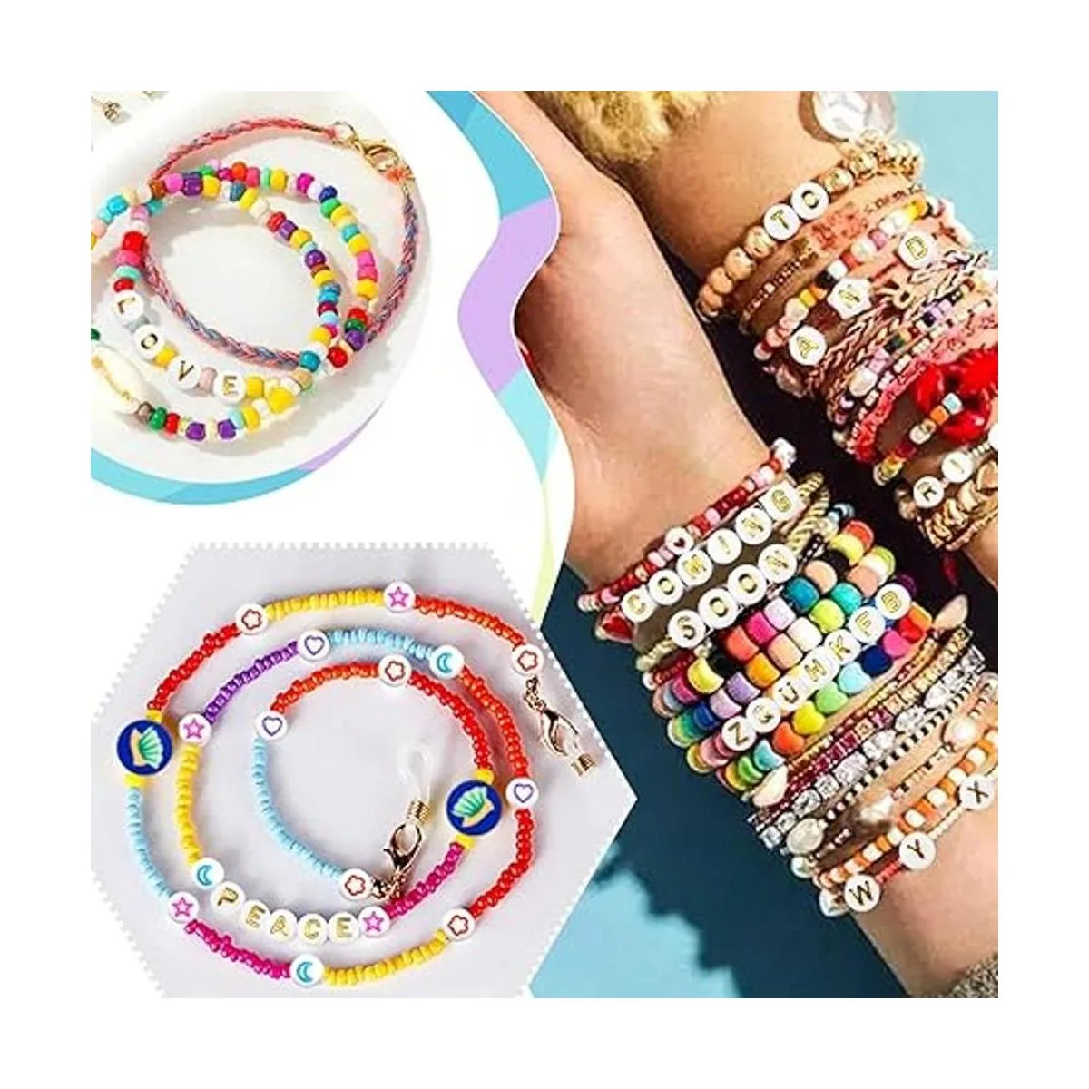 TOAOB 1000 cuentas redondas blancas de letras redondas de_4