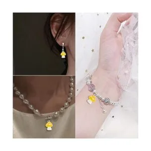 Aylifu 20 abalorios colgantes de hongo amarillo de resina_6