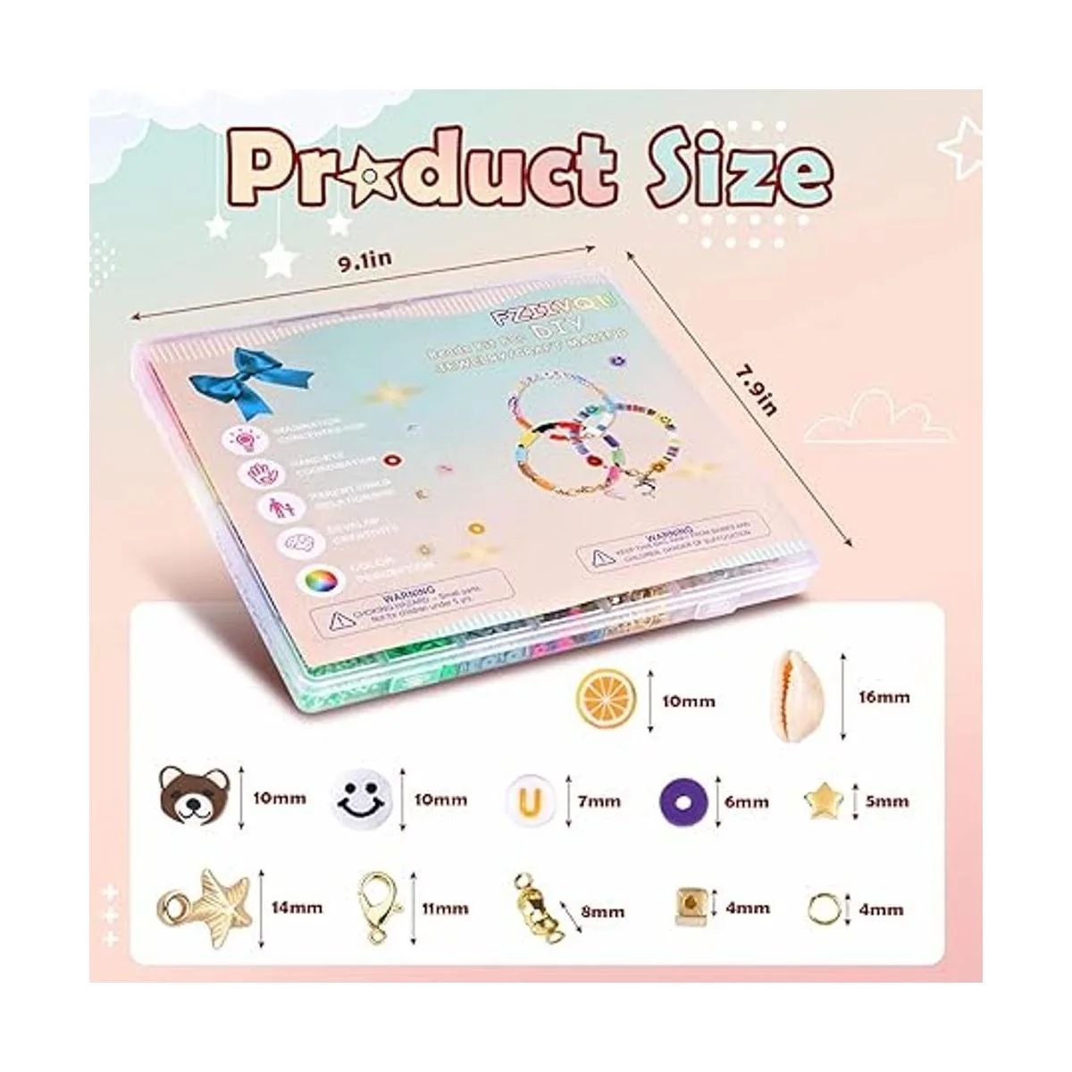 FZIIVQU Juego de 6100 cuentas de arcilla para hacer_3