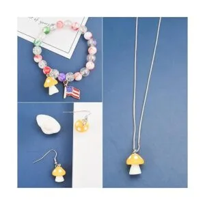 Aylifu 20 abalorios colgantes de hongo amarillo de resina_5